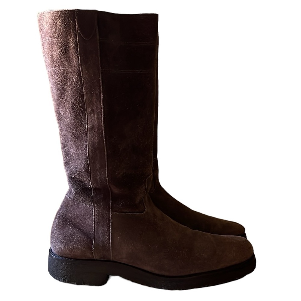 Vintage EDDIE BAUER Brown Suede Leather Riding Boots Brazil 7.5 M Zip Up